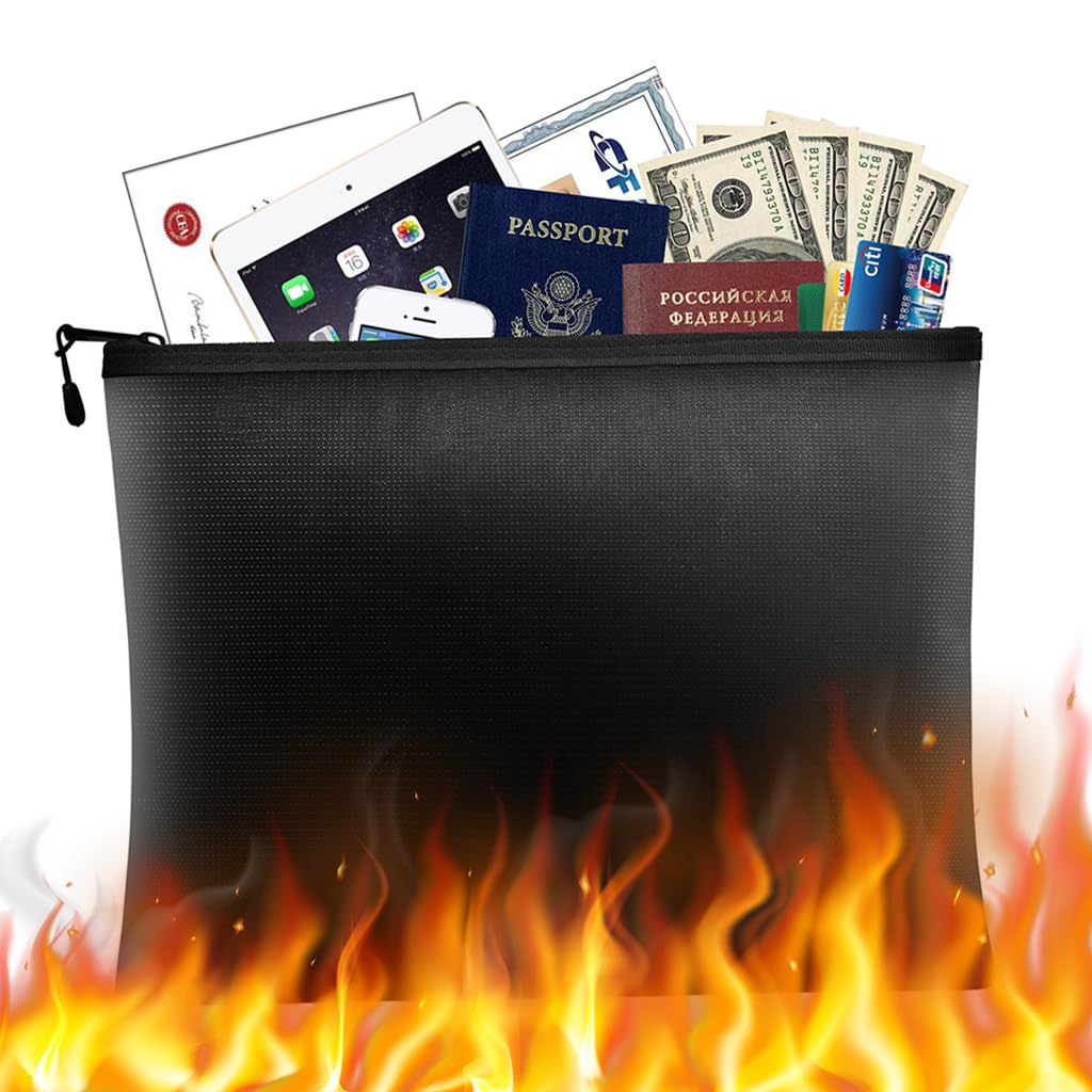 Climberty Fireproof Pouch 9.4x13.8 Inches Heat & Water Resistant File Holder with Zipper, Protect Important Documents, Fireproof Bags for Cash, Fire Safe Bags, Keep Your Documents Safe Climberty Fireproof Pouch 9.4x13.8 Inches Heat & Water Resistant File Holder with Zipper, Protect Important Documents, Fireproof Bags for Cash, Fire Safe Bags, Keep Your Documents Safe